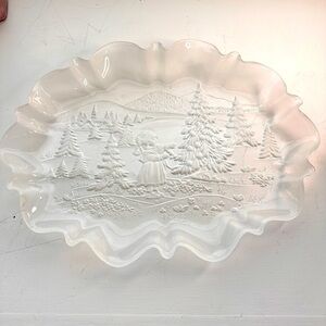 Vintage Walther Glas Mikasa Christmas Story clear /frosted glass serving platter